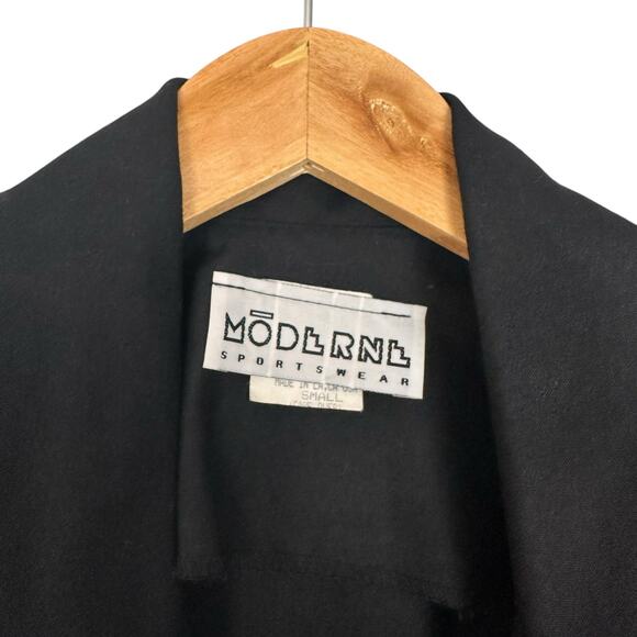 Vintage 80's Moderne Sportswear Black Zip Up Cage Sleeve Blazer Top Sz Small - Picture 12 of 15